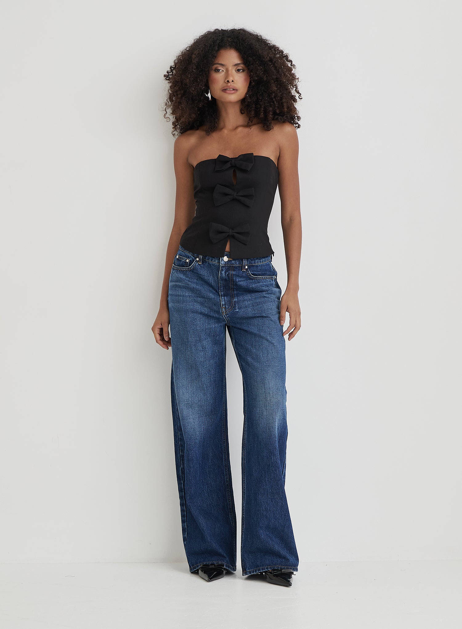 Black Tailored Bow Detail Corset